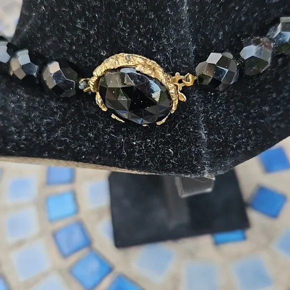 Vintage Jet Black Glass Beaded Necklace - Picture 3 of 3
